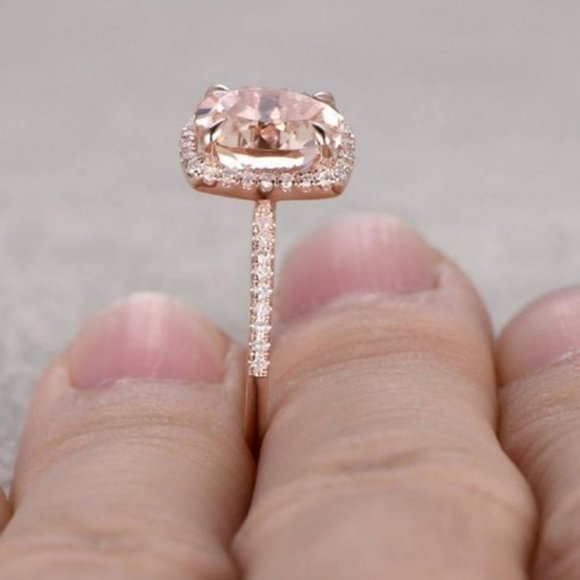 New 18k Rose Gold Plated Oval Cut Champagne Ring - Picture 3 of 5